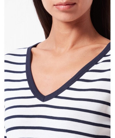 Women's Stripes Short Sleeved Iconic Organic Cotton V-Neck T-Shirt Size Small $30.24 T-Shirts