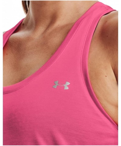 Women's Tech Twist Tank Top (640) Pink Punk / White / Metallic Silver $10.48 Activewear