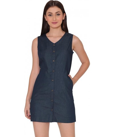 Womens Blue Denim Chambray Casual Shift Dress Summer Dresses Blue 3 $17.07 Dresses