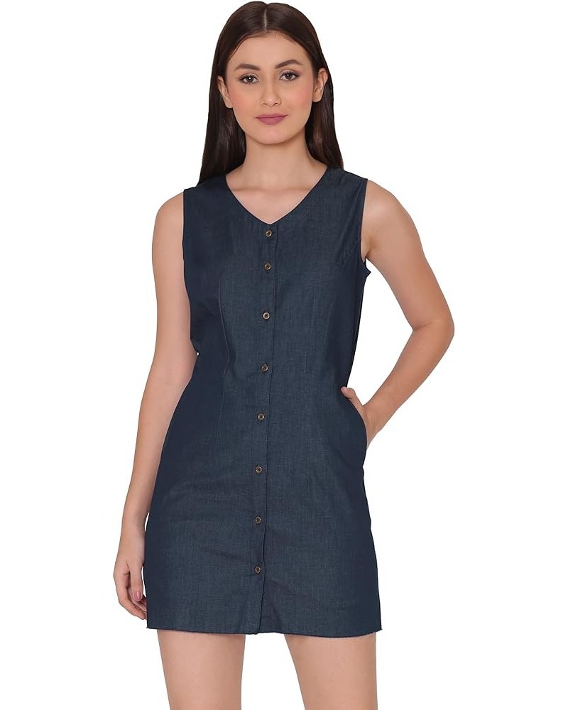 Womens Blue Denim Chambray Casual Shift Dress Summer Dresses Blue 3 $17.07 Dresses