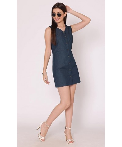 Womens Blue Denim Chambray Casual Shift Dress Summer Dresses Blue 3 $17.07 Dresses