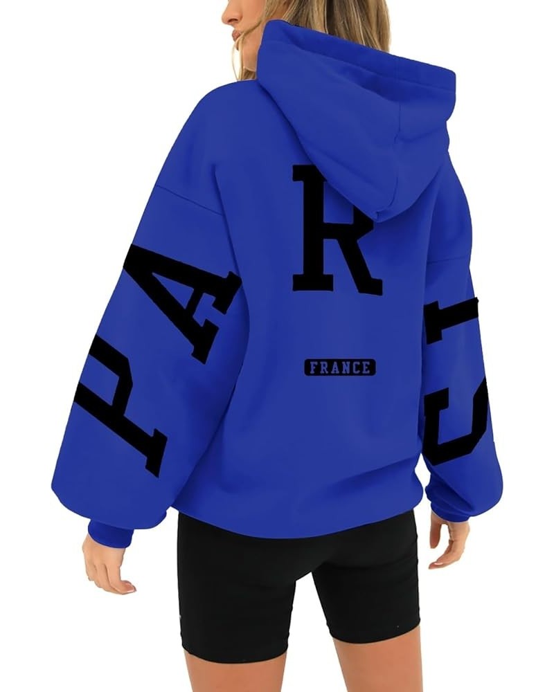 Graphic Sweatshirts for Women Women's Long Sleeved Zipperless Printed Hoodie With Back Oversized Hoodie Women A4-blue $6.74 U...