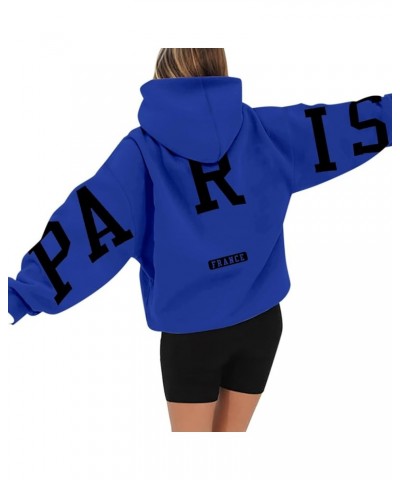 Graphic Sweatshirts for Women Women's Long Sleeved Zipperless Printed Hoodie With Back Oversized Hoodie Women A4-blue $6.74 U...