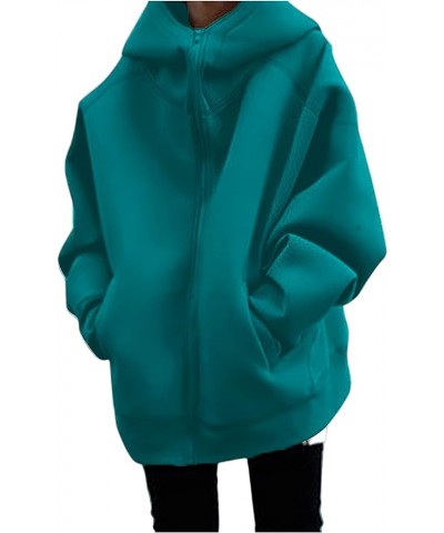 Womens Zip Up Oversized Hoodies Sweatshirt Long Sleeve Fall Winter Casual Loose Hooded Jacket with Pockets Green $17.26 Hoodi...