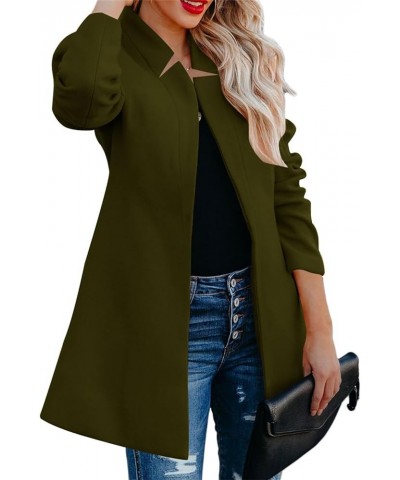 Wool Coat for Women Winter Long Blazer Jacket Thicked Warm Lapel Pea Coat Long Sleeve Elegant Button Trench Jacket C-army Gre...