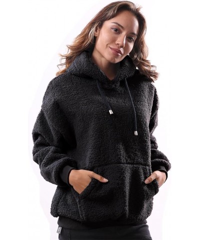 Women Bear and Rabbit Ear Shape Coat Zipper Fuzzy Fleece Jacket Hooded Cardigan Coat 150 Black $20.99 Coats