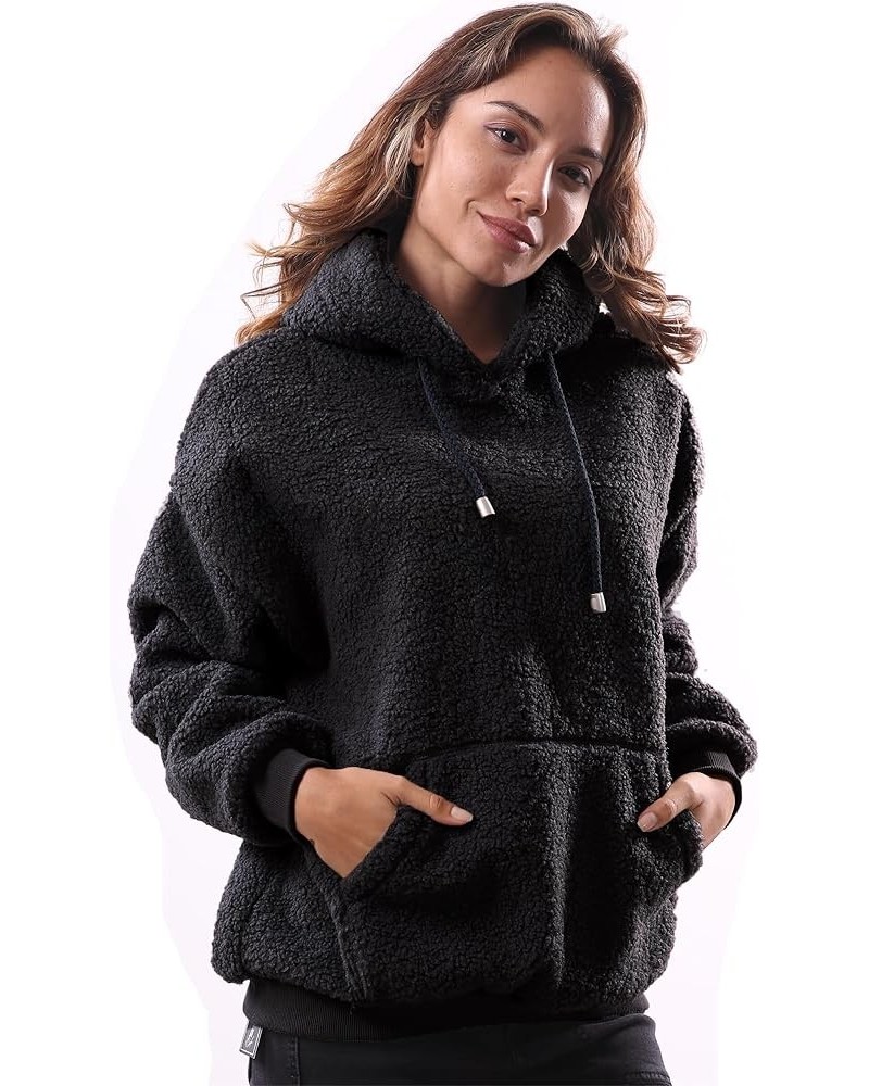 Women Bear and Rabbit Ear Shape Coat Zipper Fuzzy Fleece Jacket Hooded Cardigan Coat 150 Black $20.99 Coats