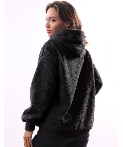 Women Bear and Rabbit Ear Shape Coat Zipper Fuzzy Fleece Jacket Hooded Cardigan Coat 150 Black $20.99 Coats