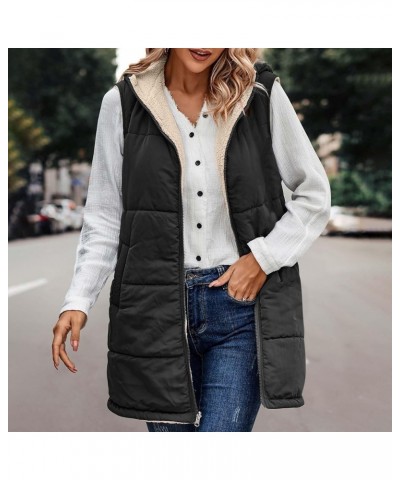 Puffer Vest Women Long Womens Sherpa Lined Hoodie Jacket Winter Coats Sleeveless Jackets Fleece Lined Coat 01 Black Black Fri...