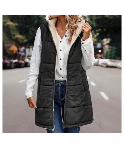 Puffer Vest Women Long Womens Sherpa Lined Hoodie Jacket Winter Coats Sleeveless Jackets Fleece Lined Coat 01 Black Black Fri...