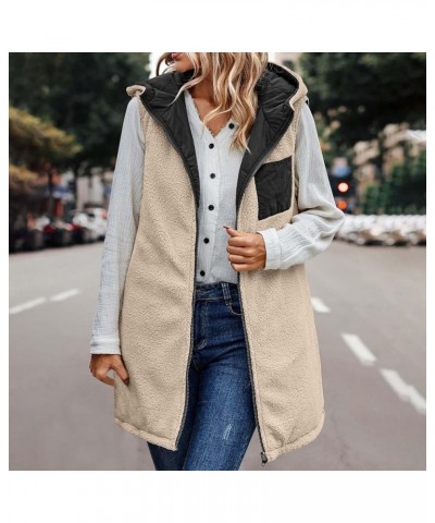 Puffer Vest Women Long Womens Sherpa Lined Hoodie Jacket Winter Coats Sleeveless Jackets Fleece Lined Coat 01 Black Black Fri...