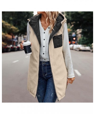 Puffer Vest Women Long Womens Sherpa Lined Hoodie Jacket Winter Coats Sleeveless Jackets Fleece Lined Coat 01 Black Black Fri...