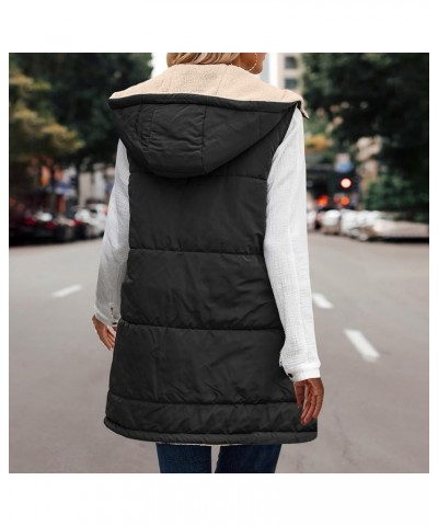 Puffer Vest Women Long Womens Sherpa Lined Hoodie Jacket Winter Coats Sleeveless Jackets Fleece Lined Coat 01 Black Black Fri...