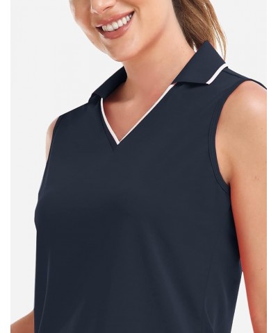 Women's Sleeveless Polo Golf Shirts Quick Dry UPF 50+ V-Neck with Collar Lightweight Tennis Workout Tank Tops Sleeveless Navy...