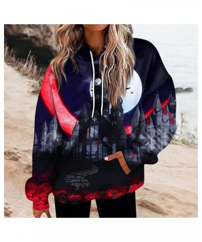 Women's Halloween Graphic Hoodies Fleece Hooded Neck Sweatshirts Casual Long Sleeve Pullover Loose 2023 Fall Tops 02-red $13....