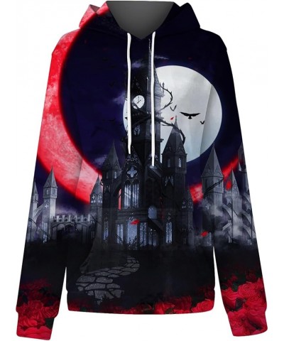 Women's Halloween Graphic Hoodies Fleece Hooded Neck Sweatshirts Casual Long Sleeve Pullover Loose 2023 Fall Tops 02-red $13....