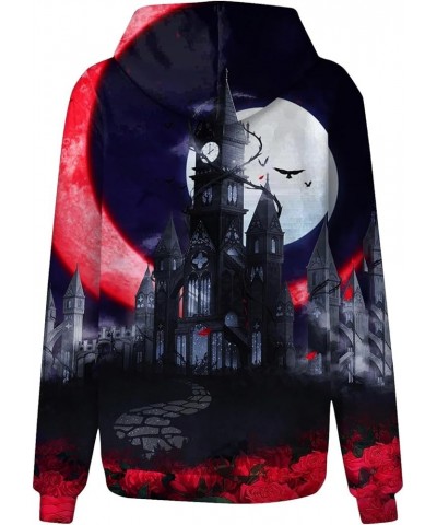 Women's Halloween Graphic Hoodies Fleece Hooded Neck Sweatshirts Casual Long Sleeve Pullover Loose 2023 Fall Tops 02-red $13....