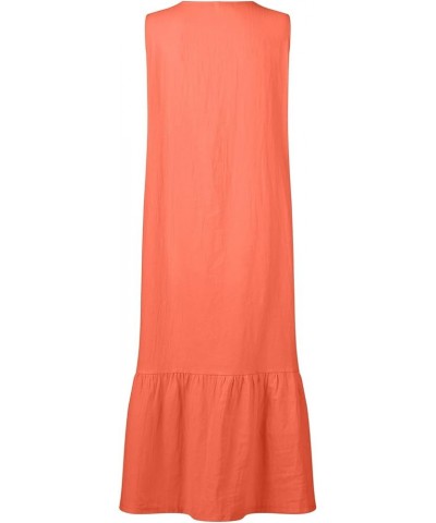 Women's Sundresses Summer Dress Sleeveless V Neck Button Down Casual Pocket Swing Short Dress Cute Dresses Orange $10.79 Dresses