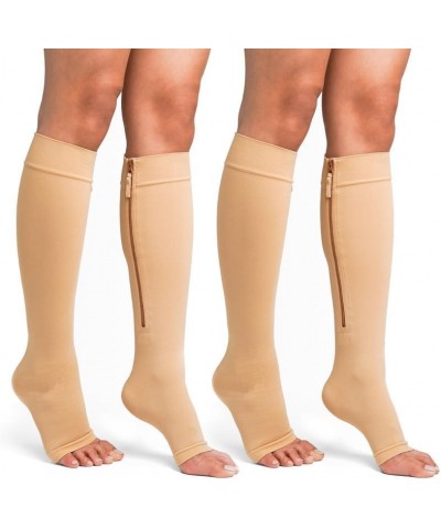 Zipper Compression Socks for Women - Open Toe 15-20 mmHg Compression Stockings for Men – Easy to Put on Premium Zippered toel...