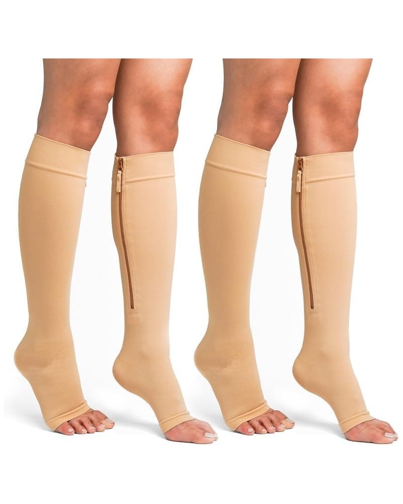 Zipper Compression Socks for Women - Open Toe 15-20 mmHg Compression Stockings for Men – Easy to Put on Premium Zippered toel...