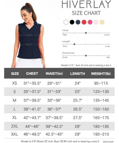 Women's Sleeveless Polo Golf Shirts Quick Dry UPF 50+ V-Neck with Collar Lightweight Tennis Workout Tank Tops Sleeveless Navy...