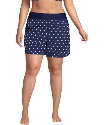 Women's 5" Quick Dry Elastic Waist Board Shorts Swim Cover-up Shorts with Panty Deep Sea Polka Dot $21.83 Swimsuits