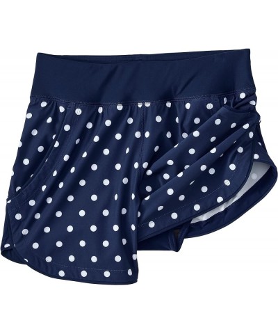 Women's 5" Quick Dry Elastic Waist Board Shorts Swim Cover-up Shorts with Panty Deep Sea Polka Dot $21.83 Swimsuits