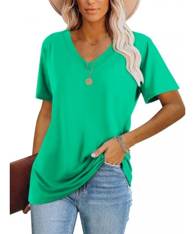 Women's Color Block Short Sleeve T Shirts Casual V Neck Summer Tops Tees Loose Fit Blouses 2-mint Green $15.92 T-Shirts