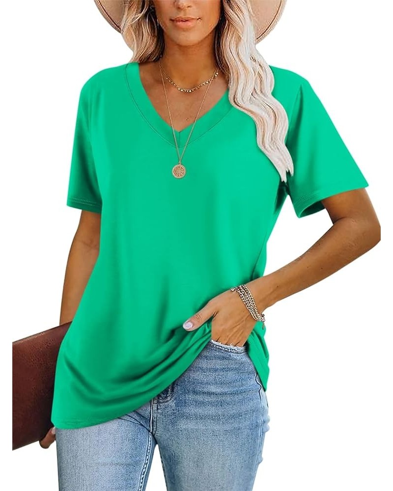 Women's Color Block Short Sleeve T Shirts Casual V Neck Summer Tops Tees Loose Fit Blouses 2-mint Green $15.92 T-Shirts