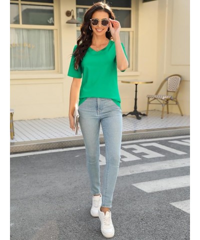 Women's Color Block Short Sleeve T Shirts Casual V Neck Summer Tops Tees Loose Fit Blouses 2-mint Green $15.92 T-Shirts