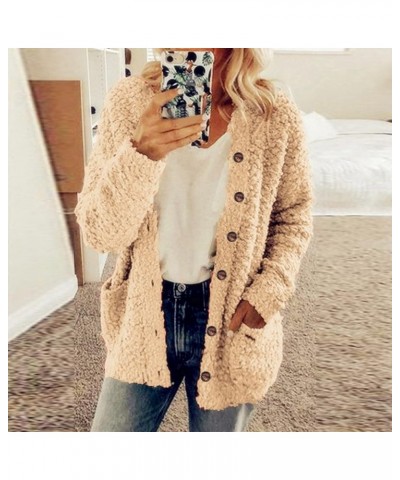 Fall Jackets for Women Fashion Dressy Oversized Button Down Cardigans Fuzzy Cat Ear Hoodie Fall Teacher Outfits Khaki - Fuzzy...